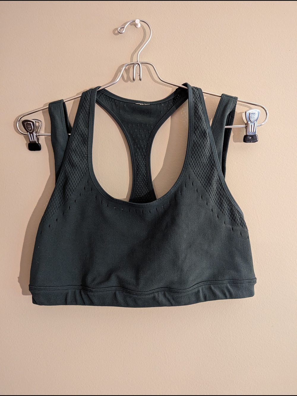 Fabletics Dark Green Racerback Sports Bra